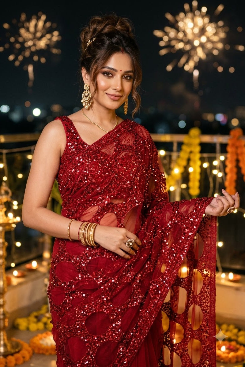 Celestial Gold Net Saree