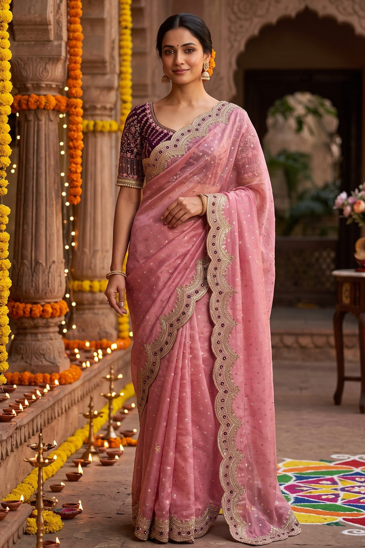 All That Glitters – Sequin & Zari Embroidered Frendy Satin Silk Saree