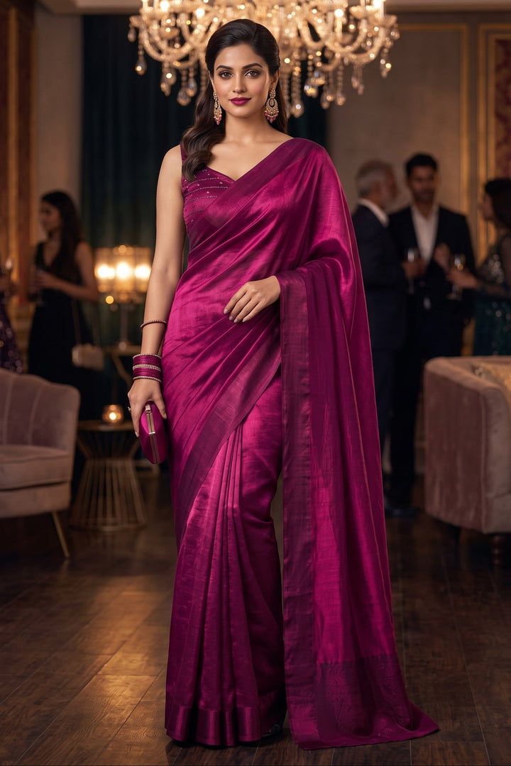 Night Out Glam Satin Silk Saree