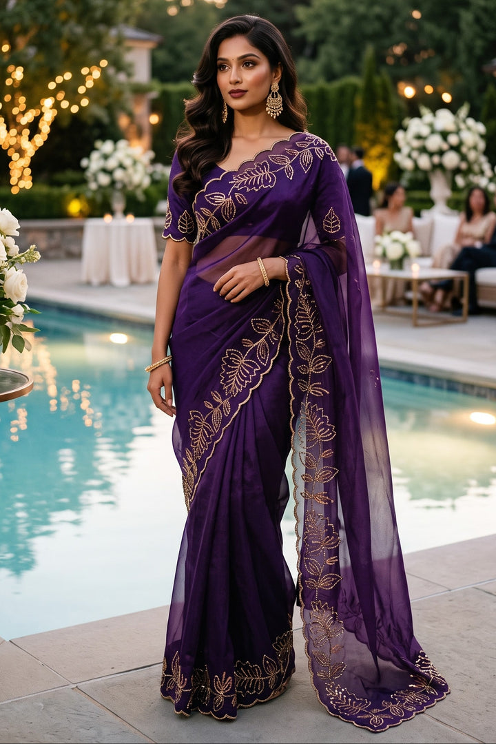 Slay in Sparkle Fandy Silk Saree with Cutdana Work