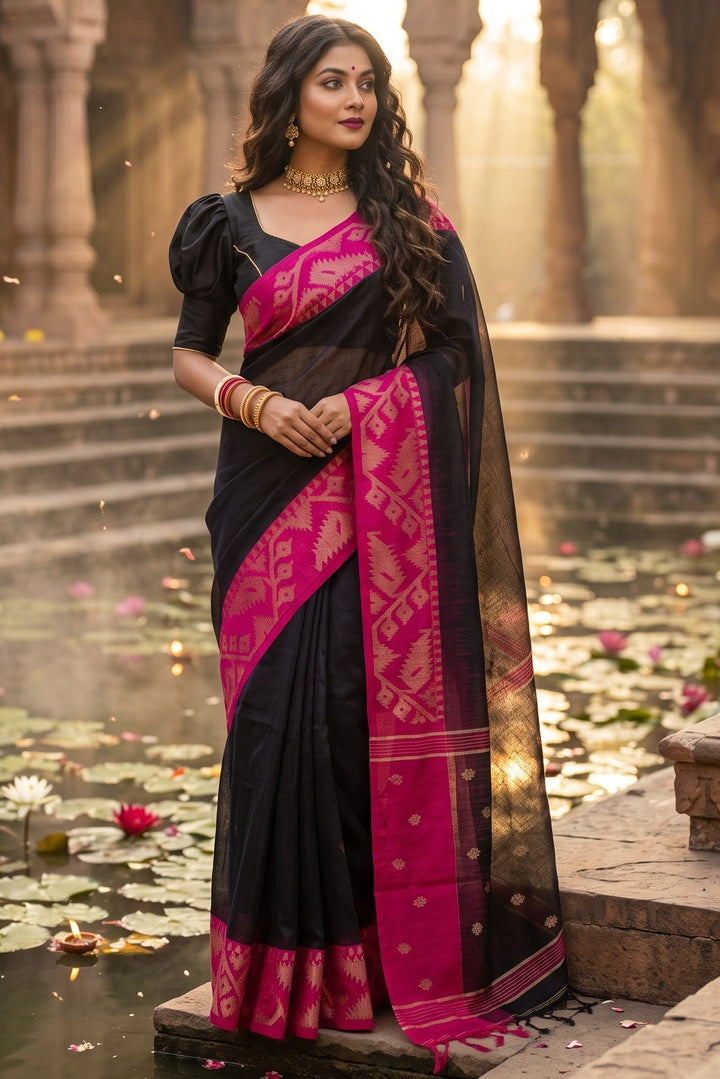 Sesher Bela Karat Linen Jamdani Saree