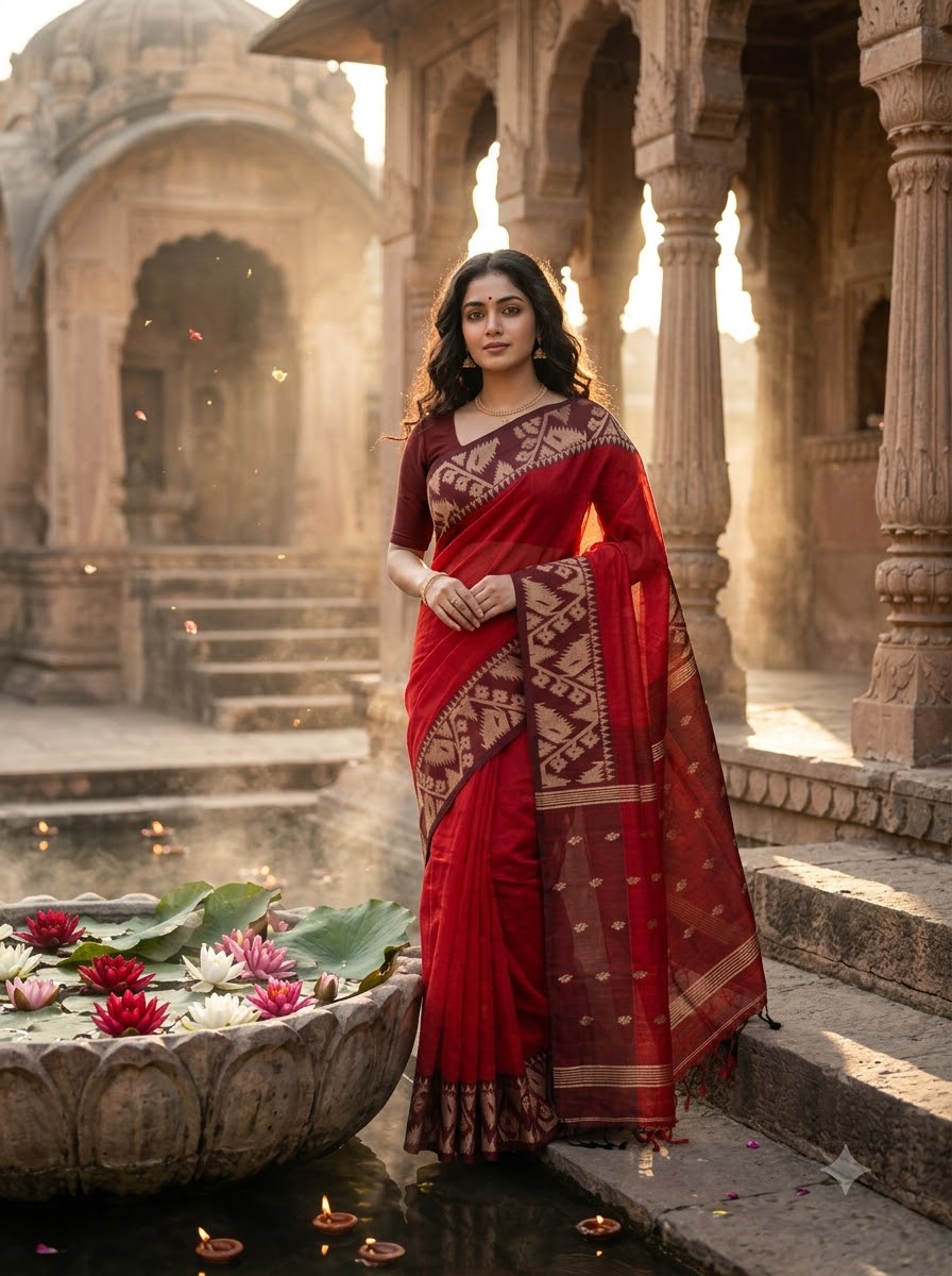 Sesher Bela Karat Linen Jamdani Saree