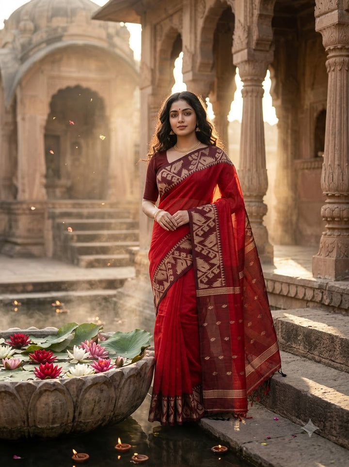 Sesher Bela Karat Linen Jamdani Saree