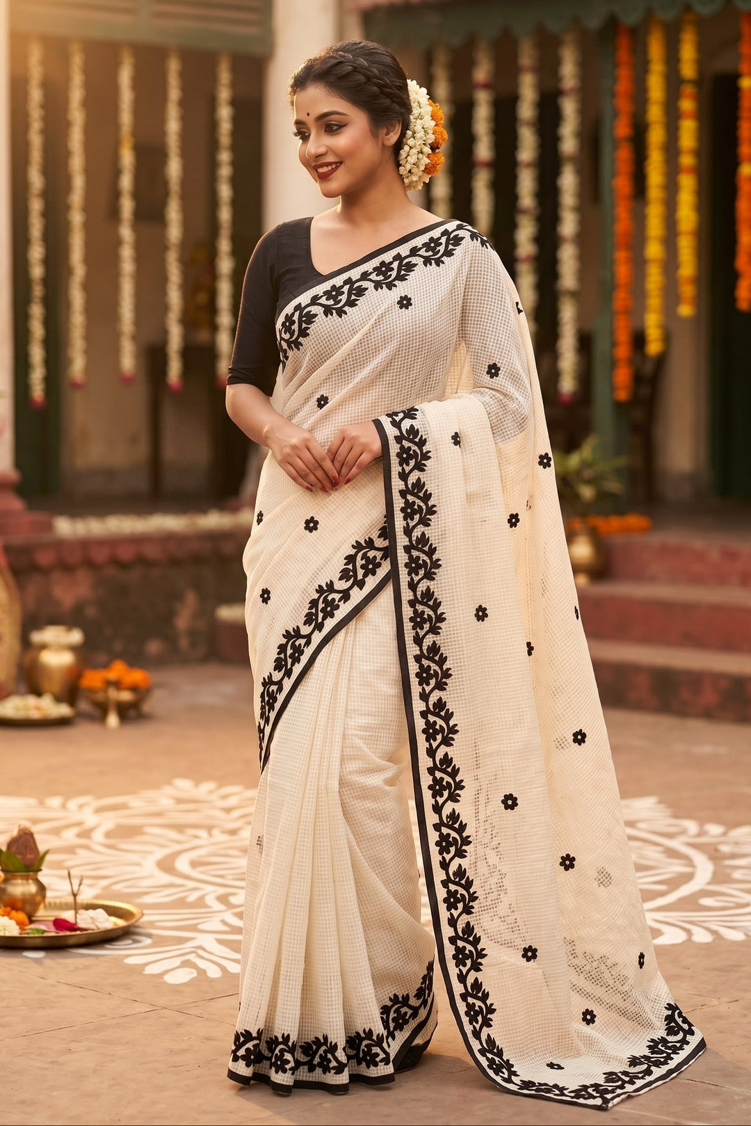 Hridoy rekha Kota Applique Saree