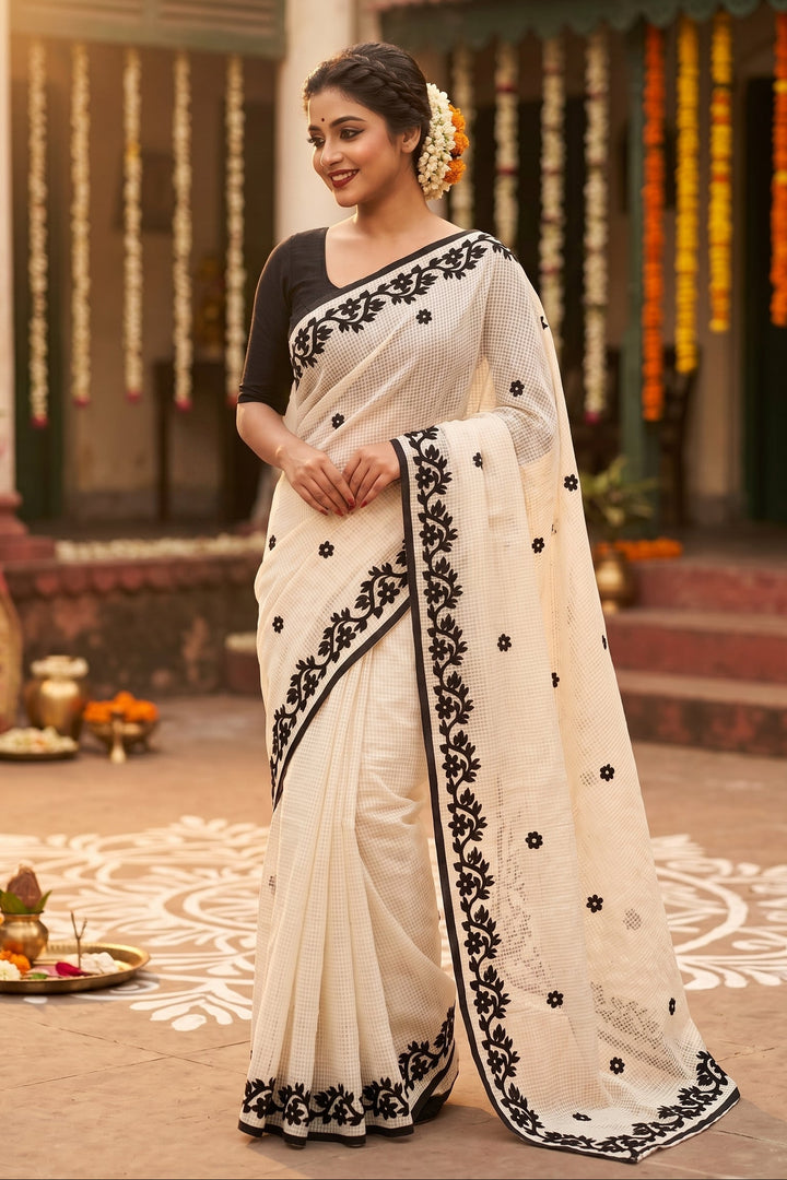 Hridoy rekha Kota Applique Saree
