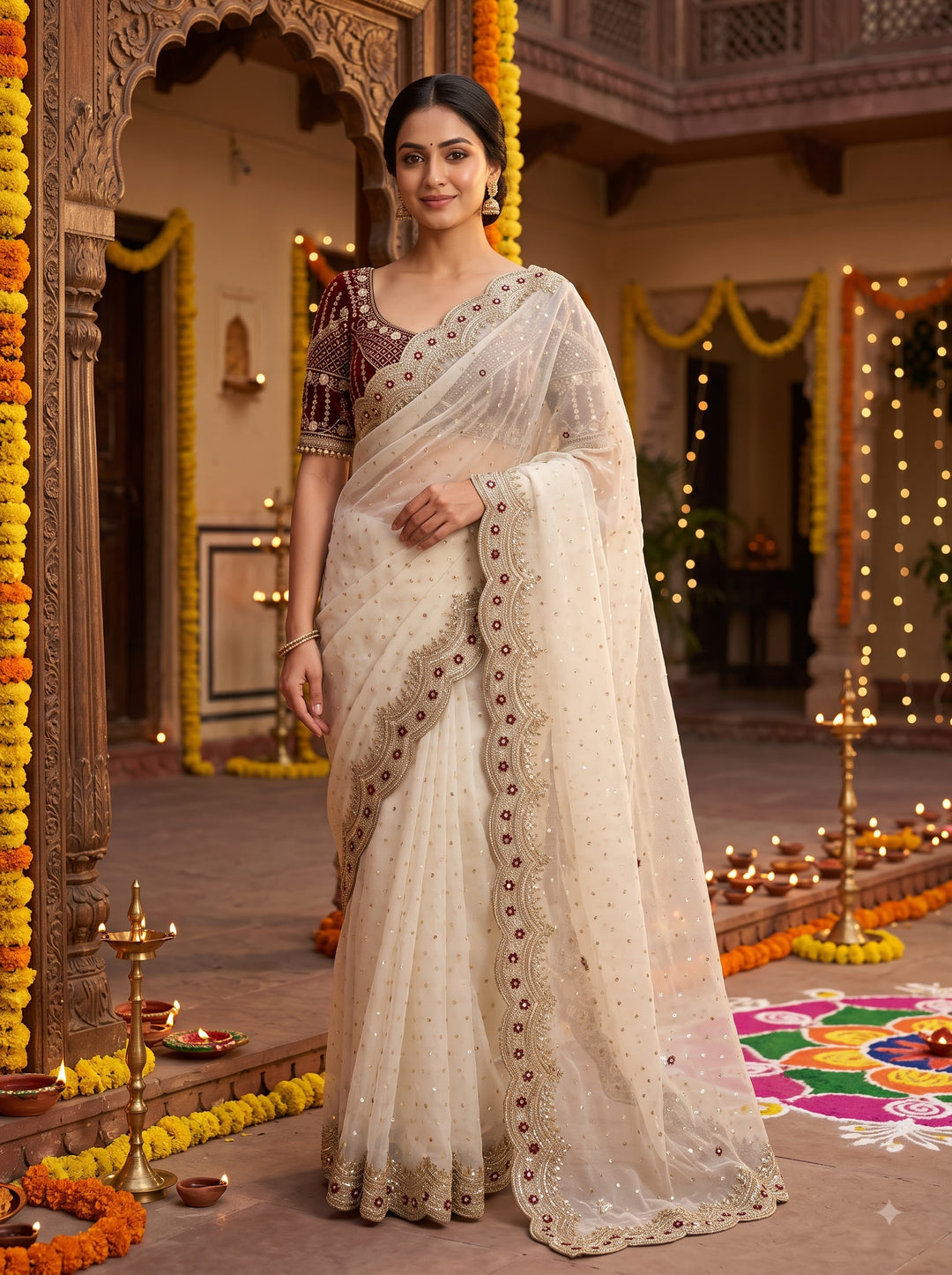All That Glitters – Sequin & Zari Embroidered Frendy Satin Silk Saree