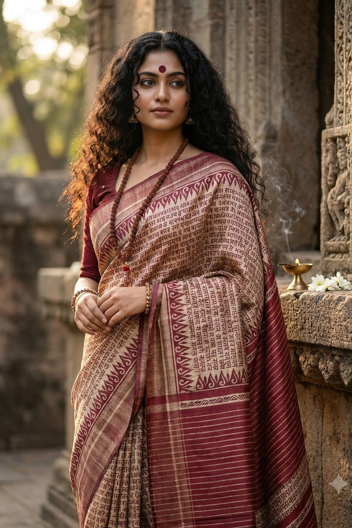 Vedic Scholar - Aabhaangi Ghicha Tussar Silk Saree