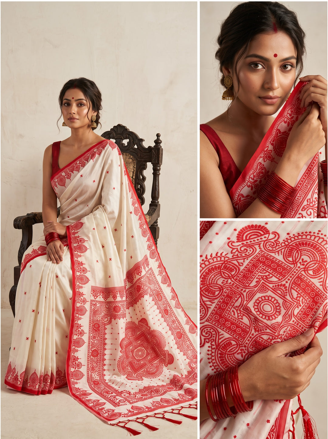 Raktim Rekha –&nbsp; Woven Soft Silk Saree