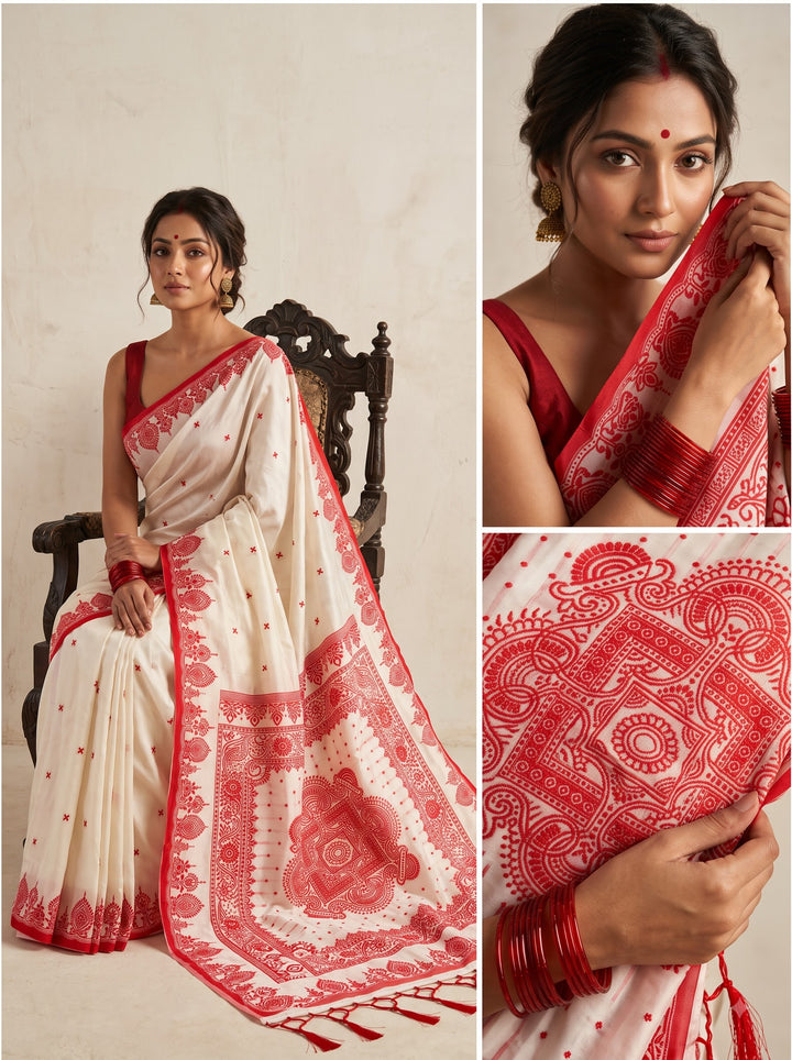 Raktim Rekha –&nbsp; Woven Soft Silk Saree