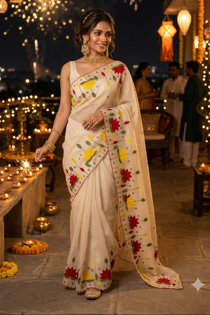 Padyo Pata Kota Applique Saree