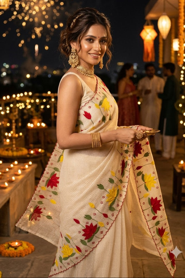 Padyo Pata Kota Applique Saree