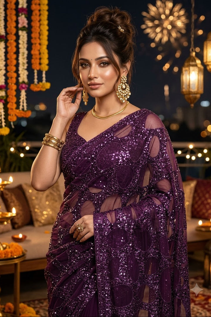 Celestial Gold Net Saree