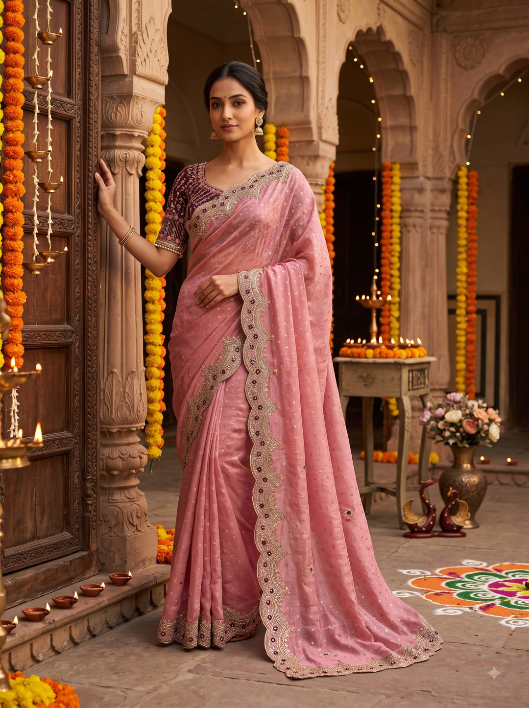 All That Glitters – Sequin & Zari Embroidered Frendy Satin Silk Saree