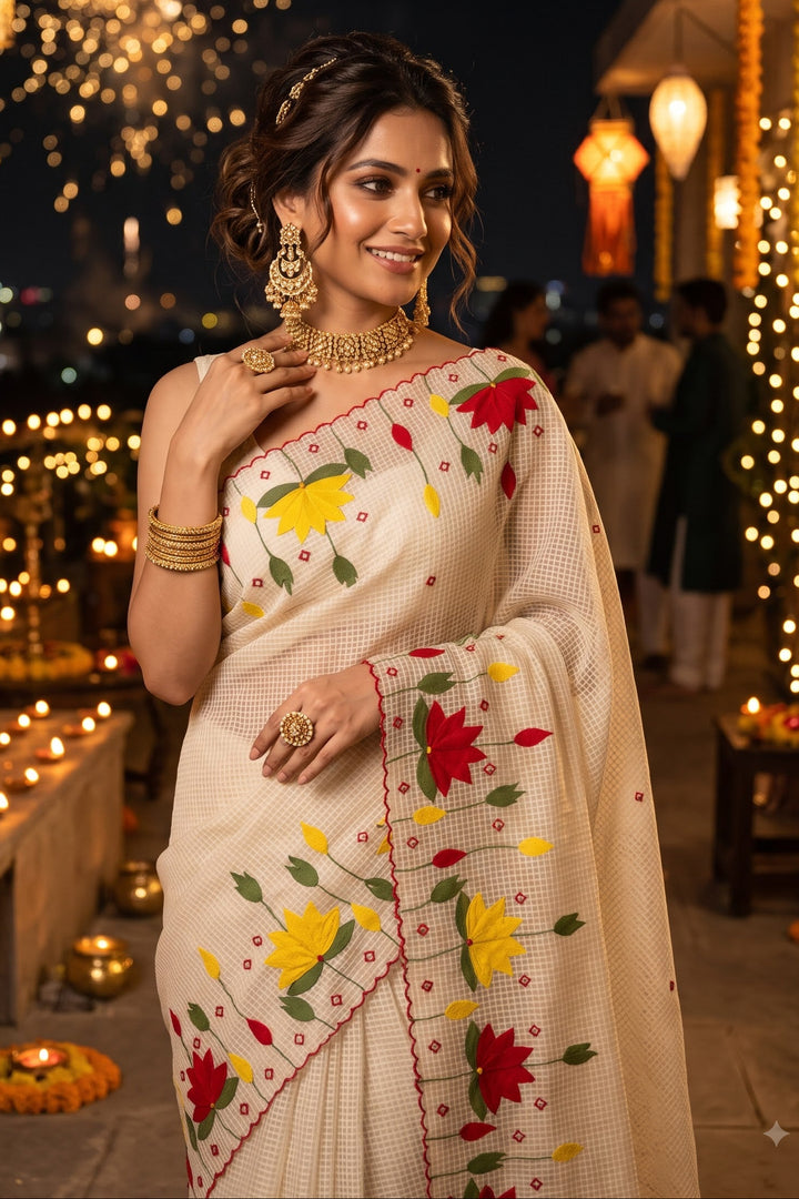 Padyo Pata Kota Applique Saree