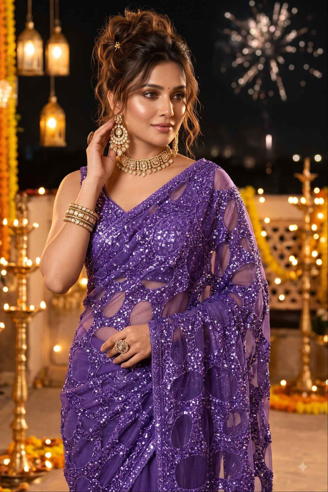 Celestial Gold Net Saree