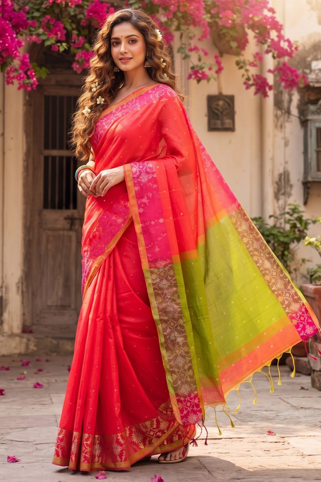 Ranga Priya khadi Jamdani Saree