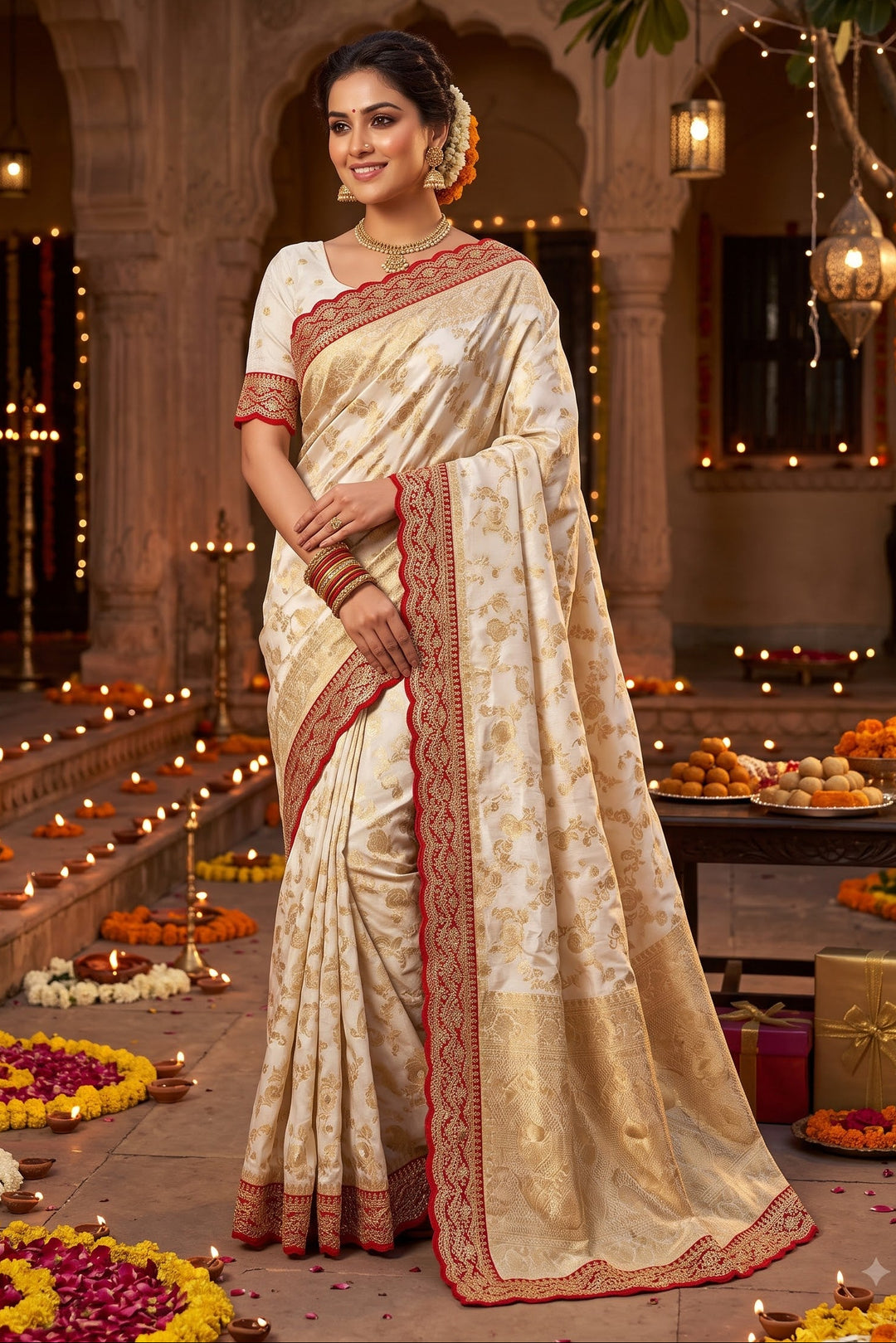 Festive Aura Khaddi Dolla Silk Saree