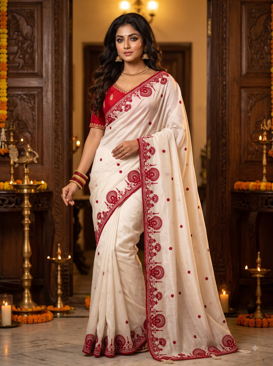 Rangoli Rani Embroidered Silk Saree