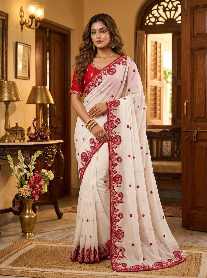 Rangoli Rani Embroidered Silk Saree
