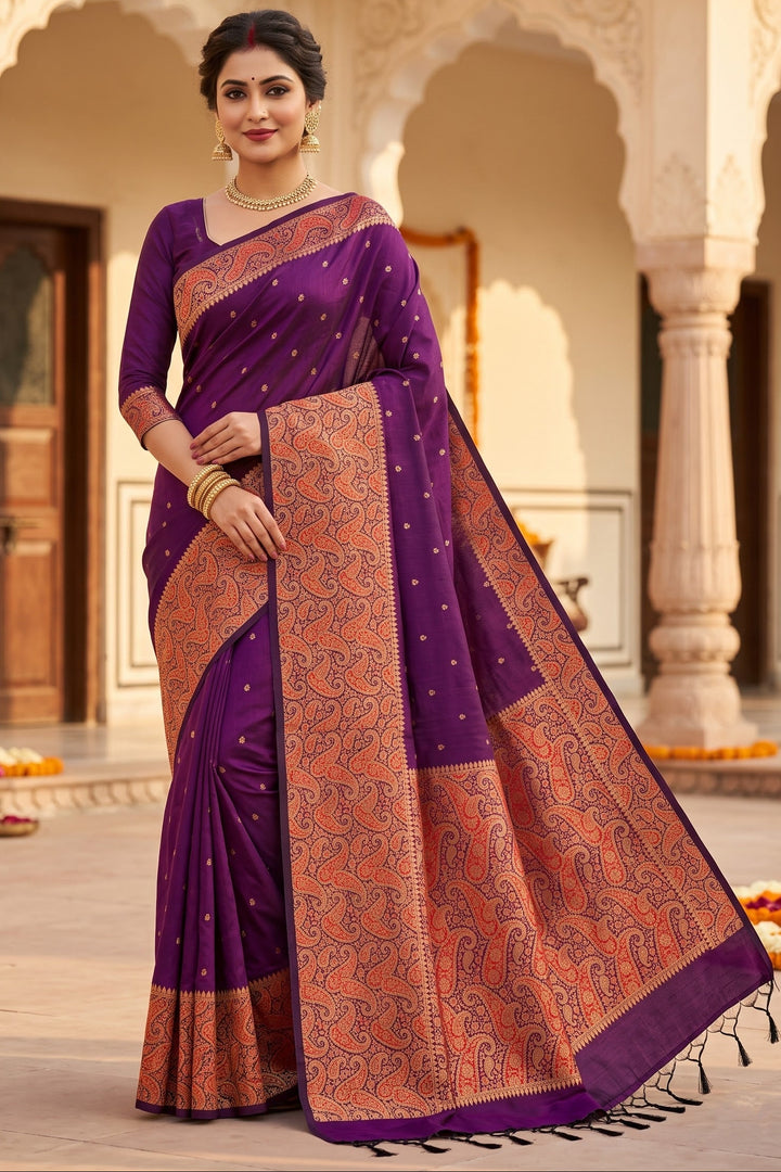 The Sovereign Scarlet Banarasi Semi Katan Silk Saree