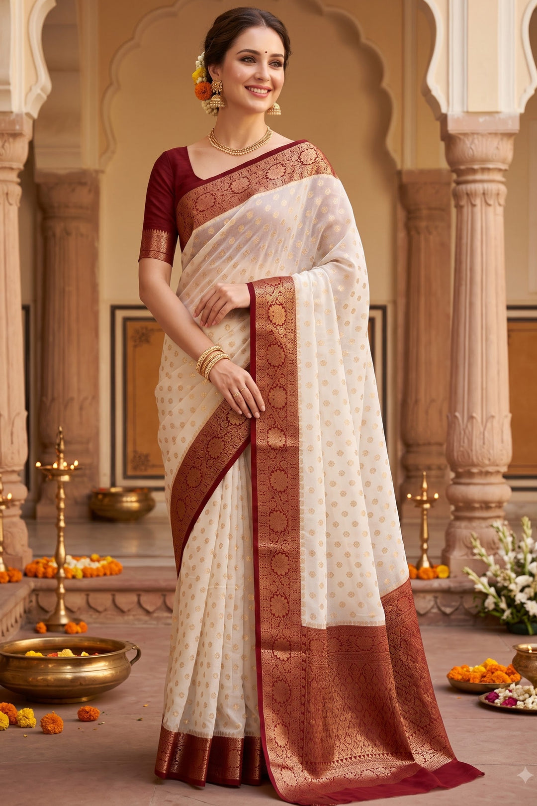Deepavali Shringar- Banarasi Semi Georgette Soft Silk  Saree