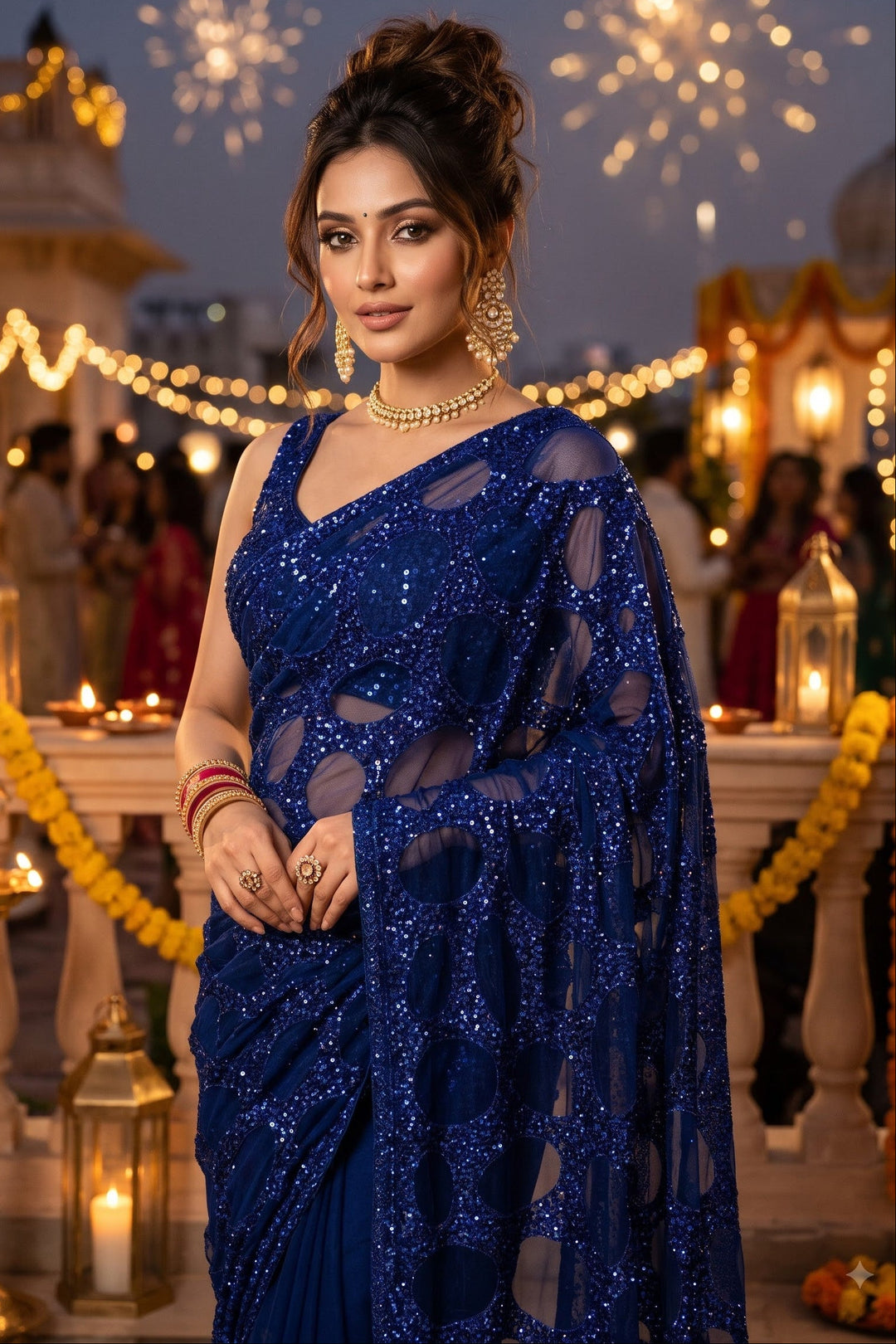 Celestial Gold Net Saree