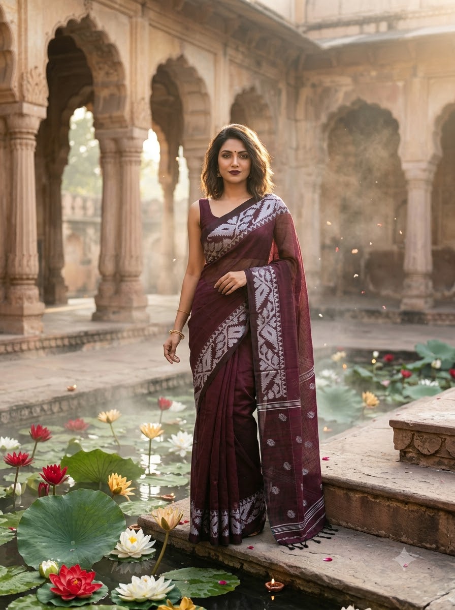 Sesher Bela Karat Linen Jamdani Saree