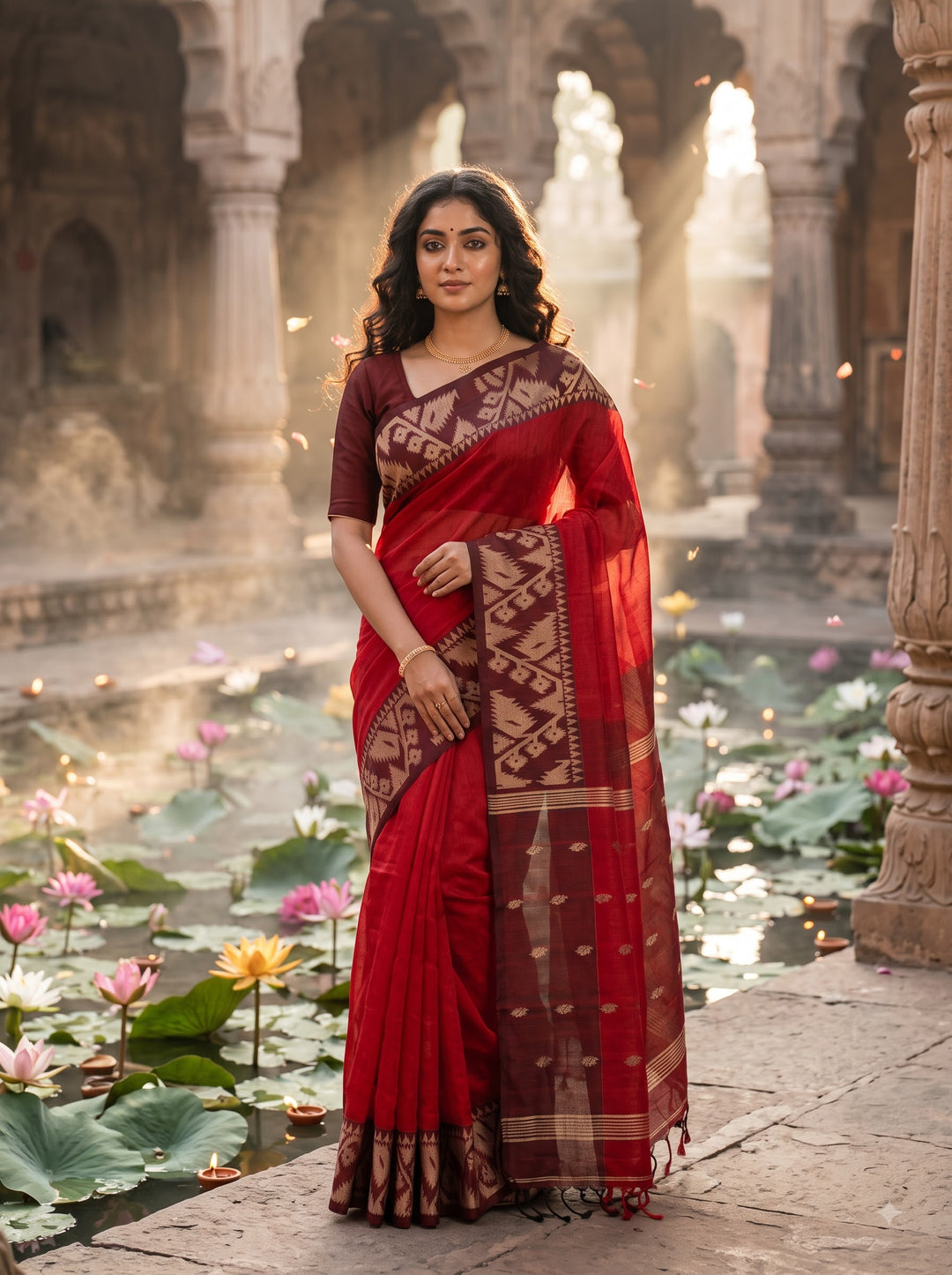 Sesher Bela Karat Linen Jamdani Saree