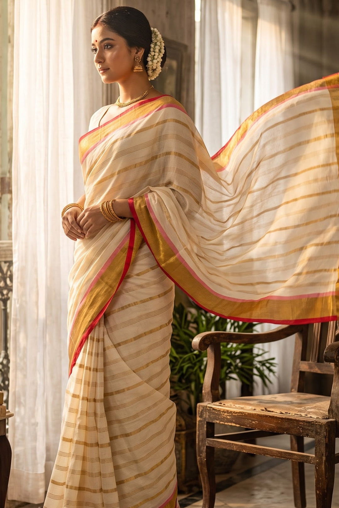 Sarvamangala Mul Cotton Saree 🌸