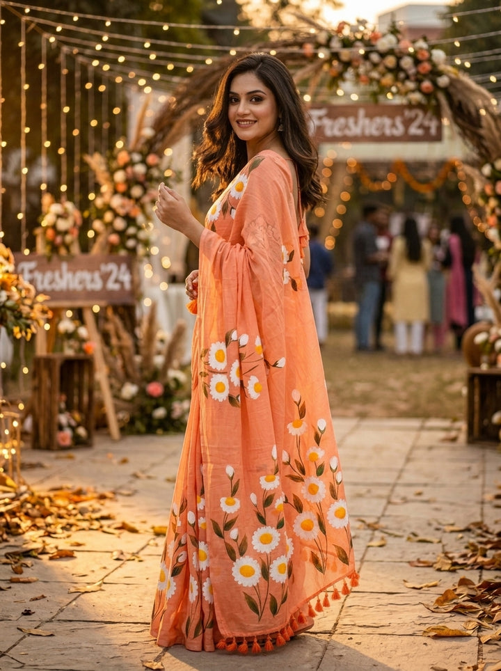 The perfect fresher's party  Mul Cotton Saree