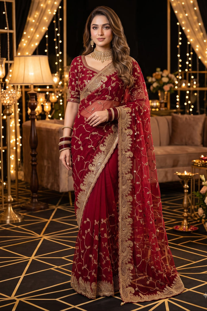 Voice of Her Georgette Embroidery  Saree