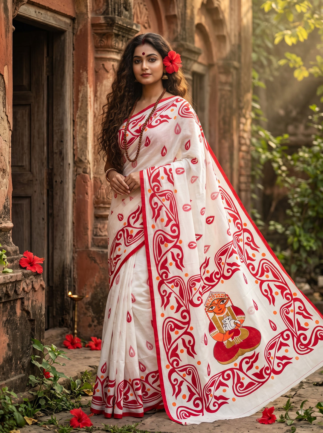 Ganesh Avahan Mul Cotton Saree with Print Work