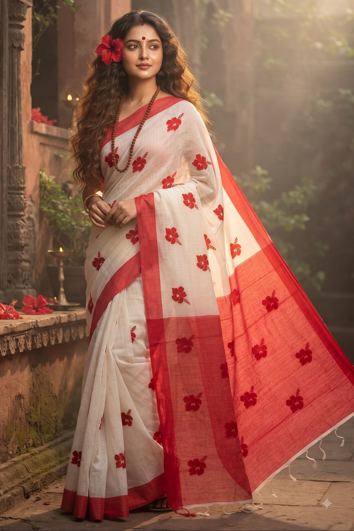 Umaradhya (উমারাধ্যা ) Cotton Saree with Embroidery