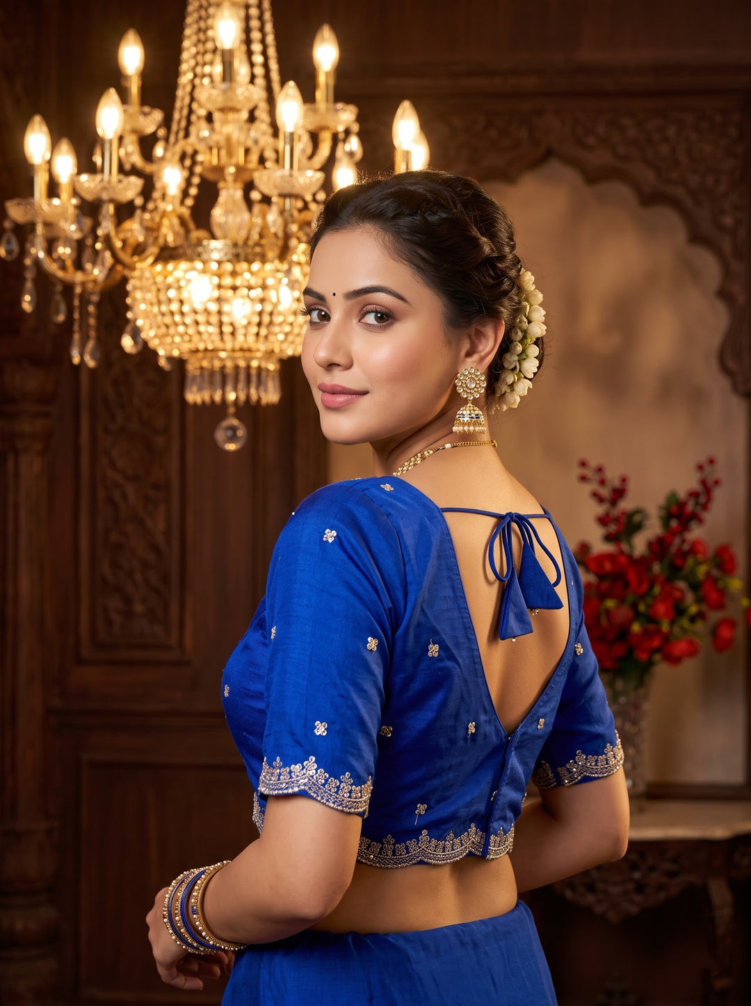 Falling For Florals Vichitra Silk Blouse