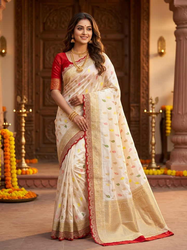 Rajrani Khaddi Georgette Designer Saree with Scallop Border