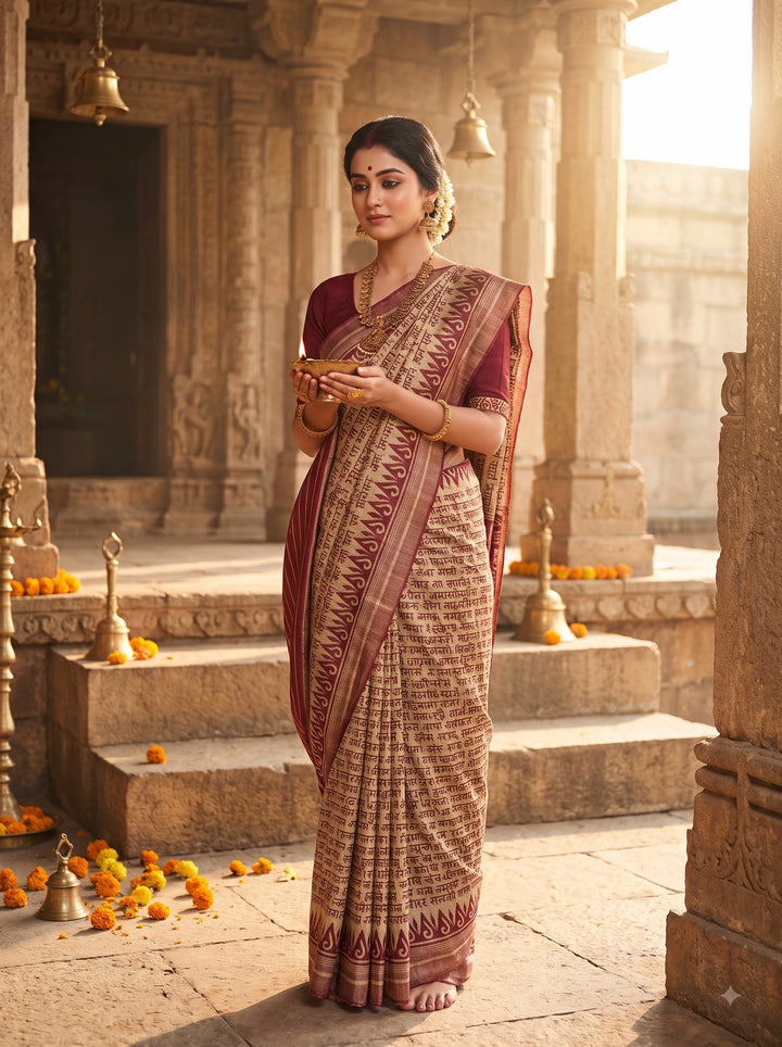 Vedic Scholar - Aabhaangi Ghicha Tussar Silk Saree
