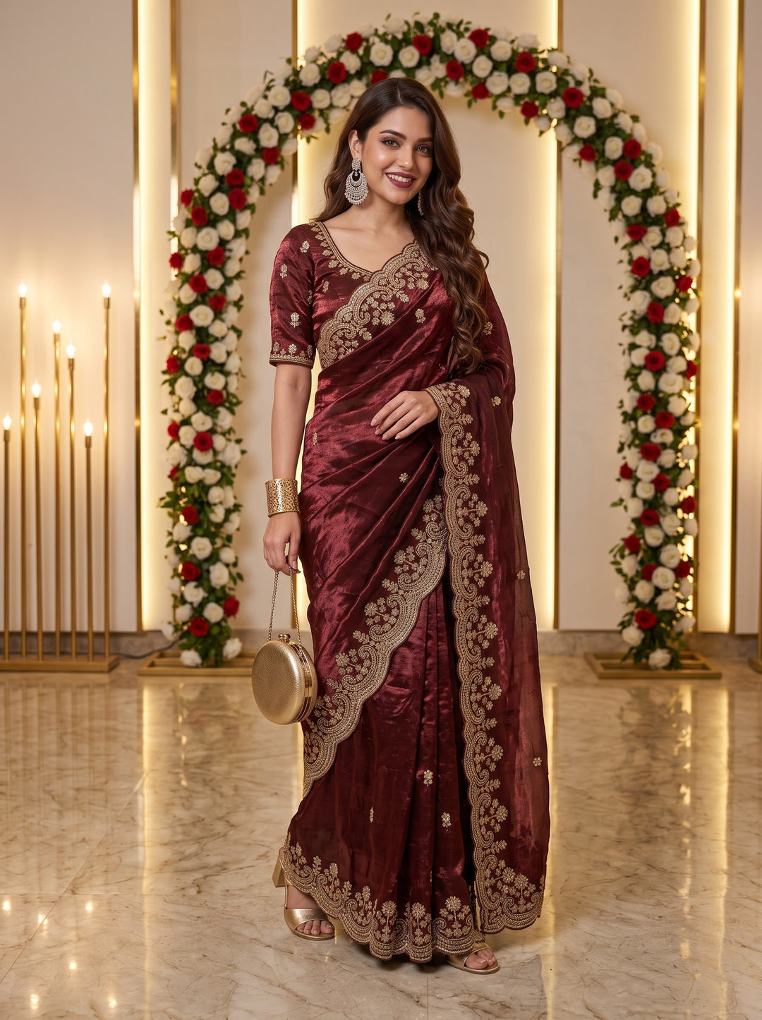 Glam Theory – Fancy Silk Saree with Sequin & Zari Embroidered