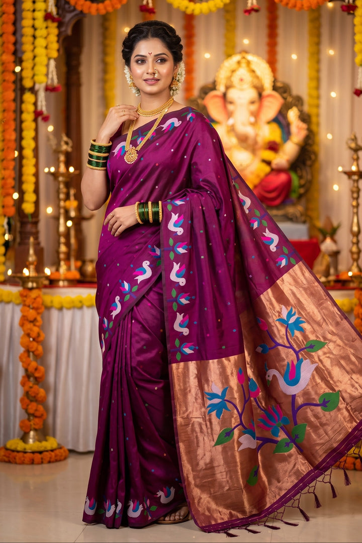 Meherika Khadi Silk Saree With Minakari Zari Border & Designer Zari Pallu