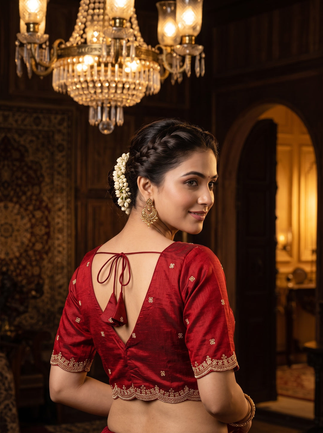 Falling For Florals Vichitra Silk Blouse
