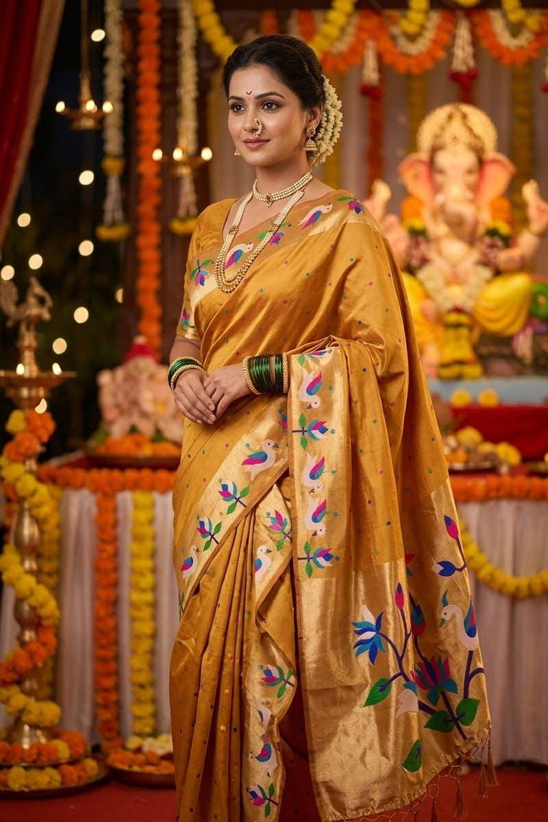 Meherika Khadi Silk Saree With Minakari Zari Border & Designer Zari Pallu