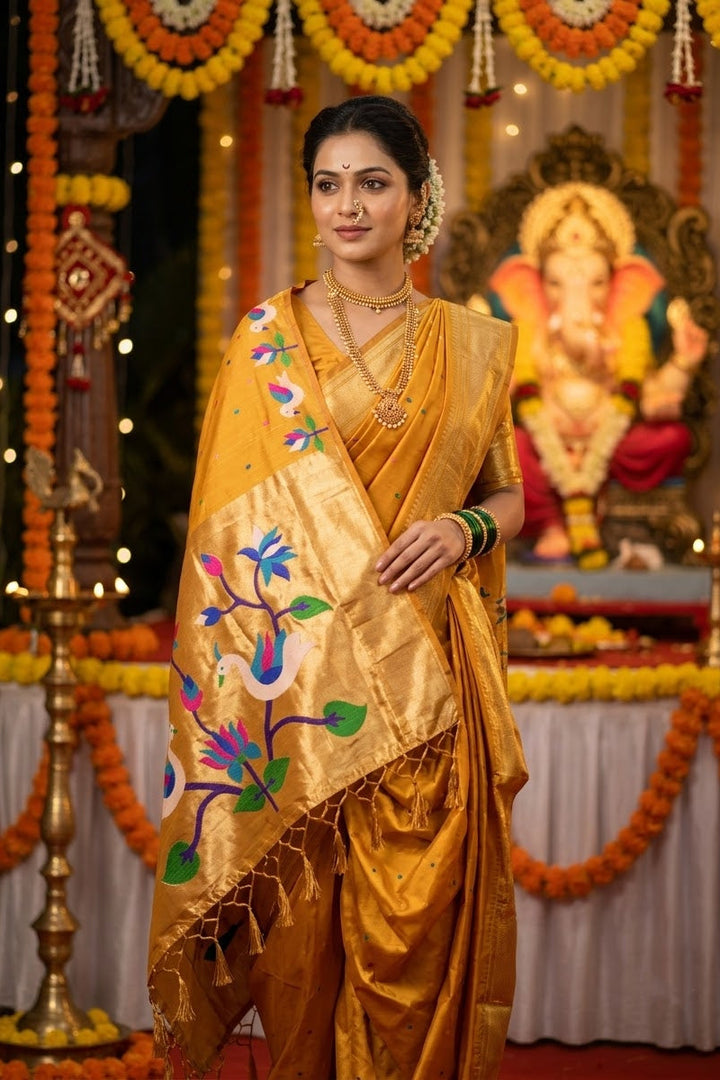 Meherika Khadi Silk Saree With Minakari Zari Border & Designer Zari Pallu
