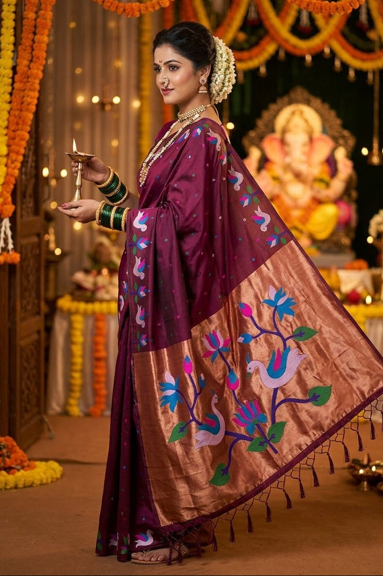 Meherika Khadi Silk Saree With Minakari Zari Border & Designer Zari Pallu