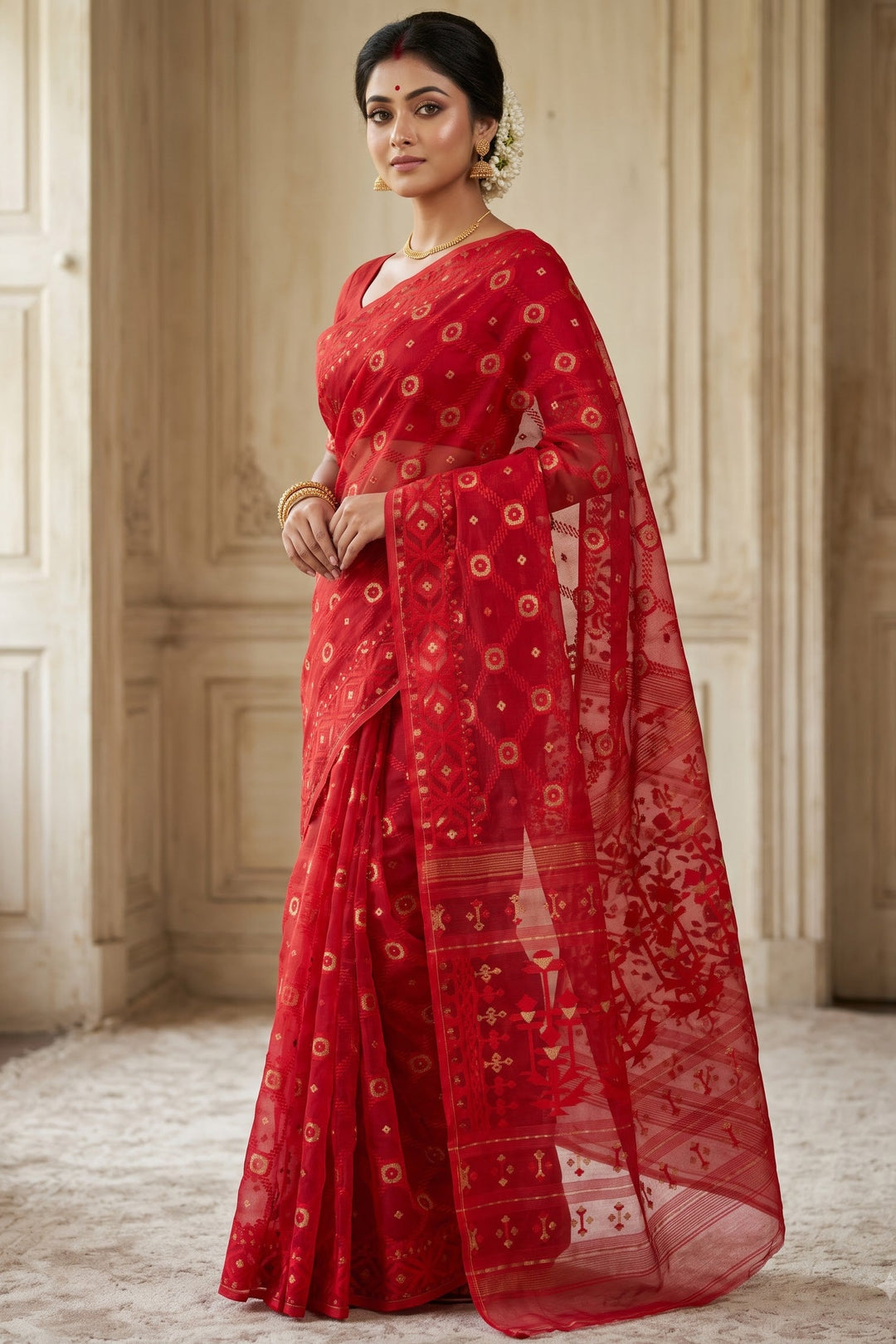 Pujar Shaj Bengal Jamdani Saree
