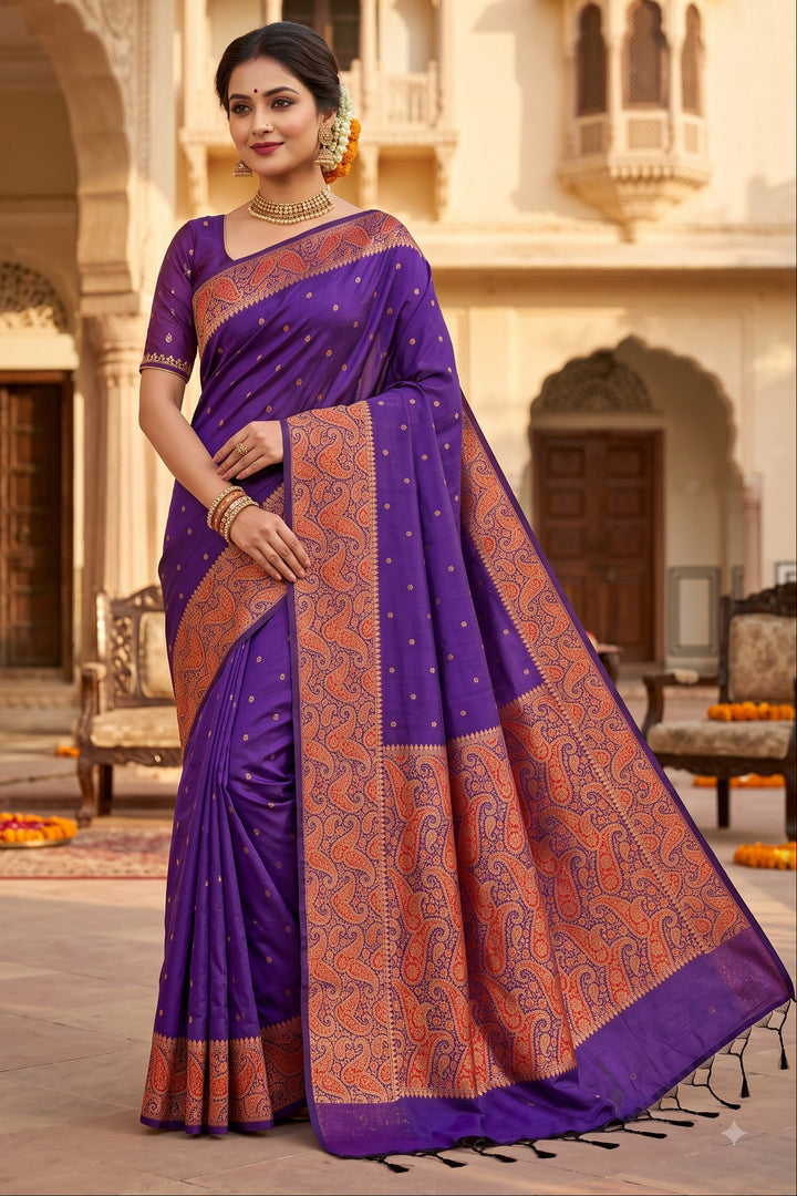 The Sovereign Scarlet Banarasi Semi Katan Silk Saree