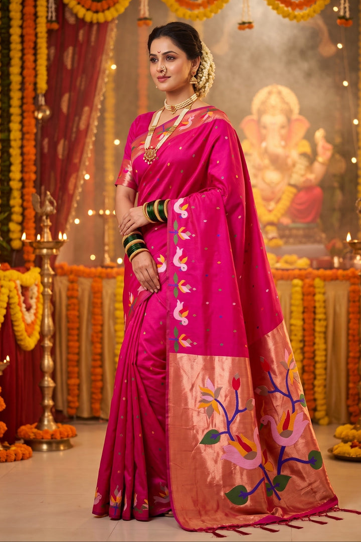 Meherika Khadi Silk Saree With Minakari Zari Border & Designer Zari Pallu
