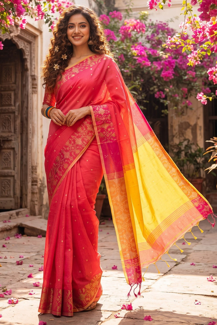 Ranga Priya khadi Jamdani Saree