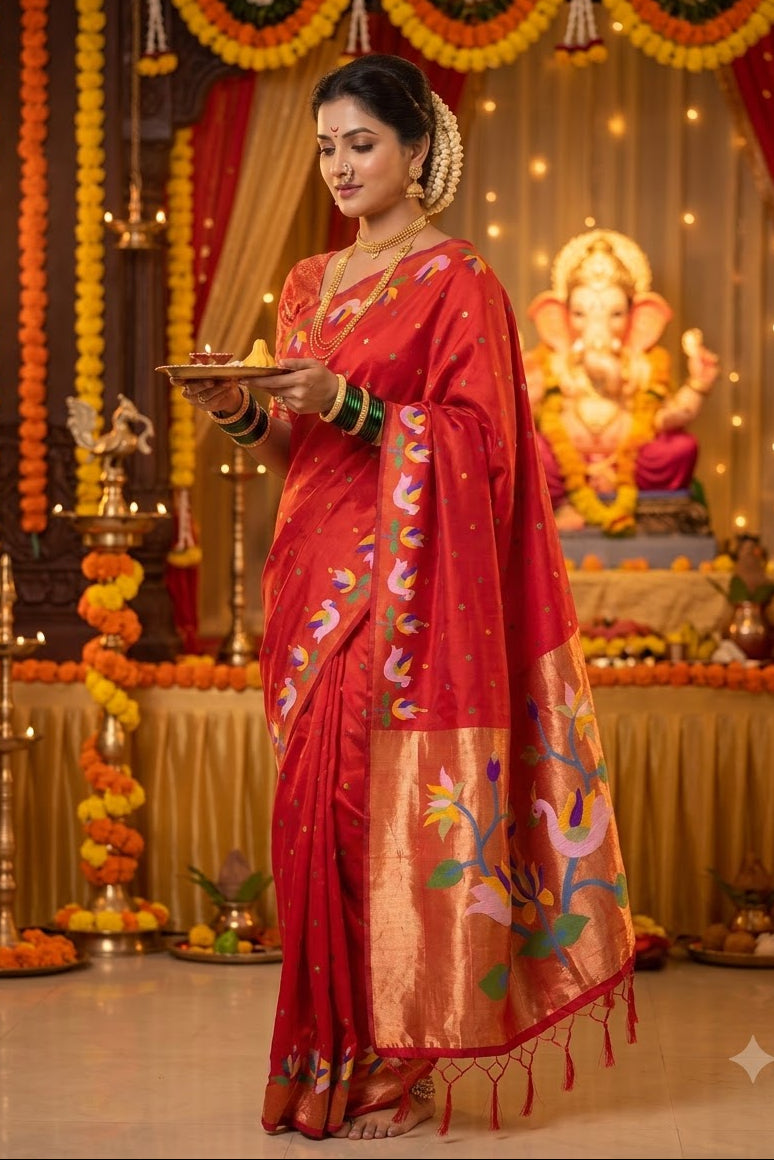 Meherika Khadi Silk Saree With Minakari Zari Border & Designer Zari Pallu