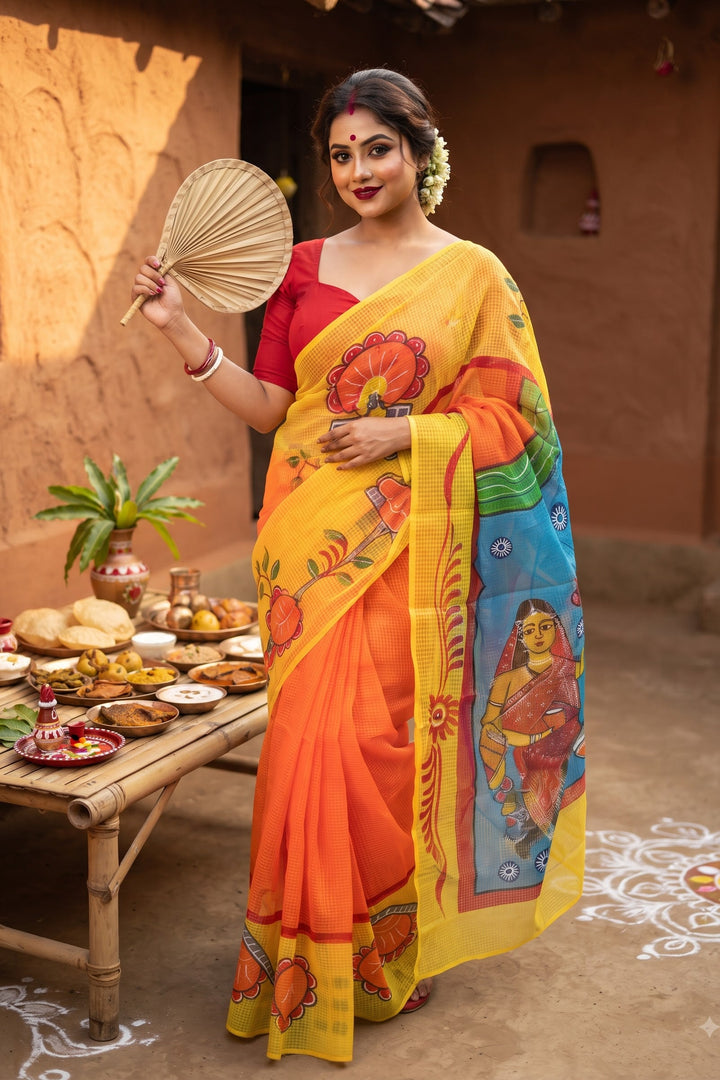 Shasthi Saaj Hand Painted Resham Kota Saree