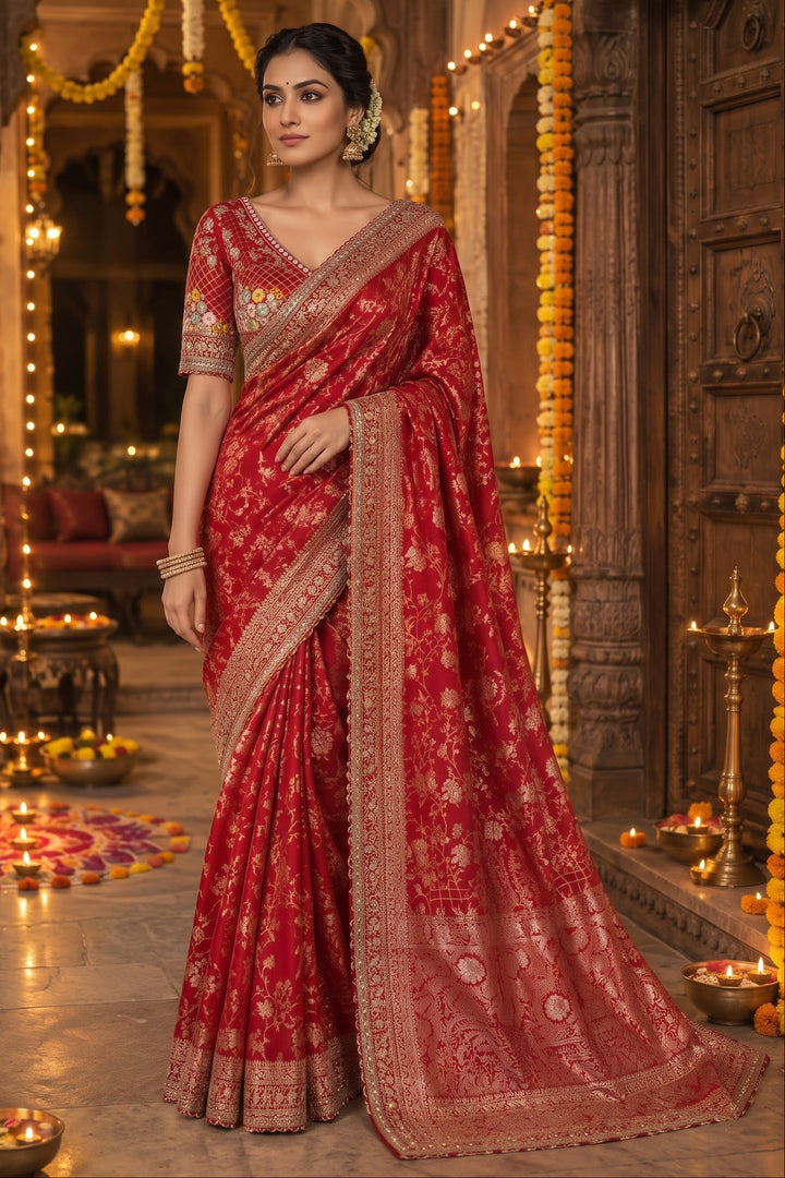 The Beautiful Exception – Banarasi Jacquard Silk Saree with Sequin & Dori Embroidery Work