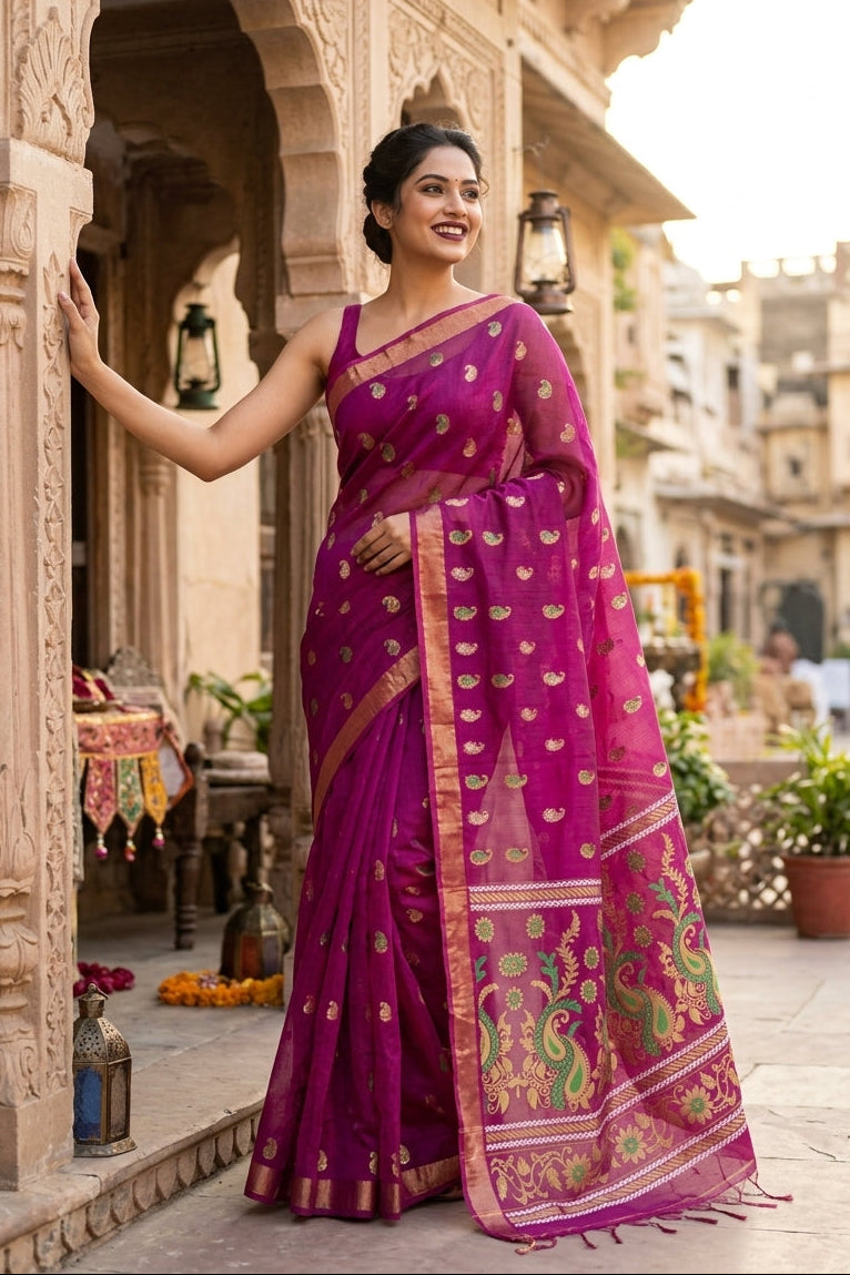 Mayura Chaya Banarasi Khadi Saree